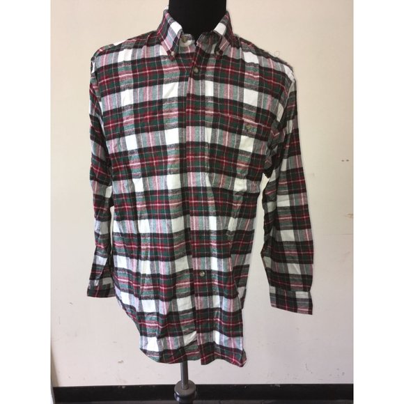 David Taylor Mens Red, Green, White Plaid Button Up Flannel Shirt Size L- NWT - Picture 1 of 4